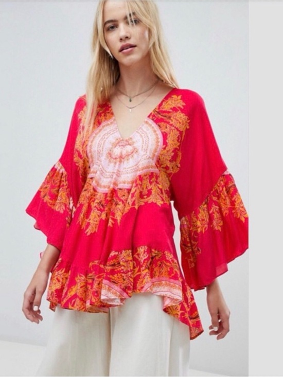 Free People Tops - Free People Pink Sunset Dreams Boho Blouse